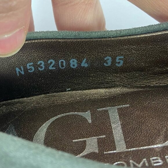 NEW AGL Grey Mist Suede Grommet Flats Pointed Toe Slip On Shoe Nordstrom Minimal - Picture 11 of 11